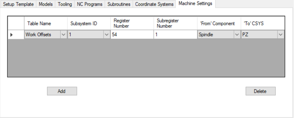 Tab: Machine Settings